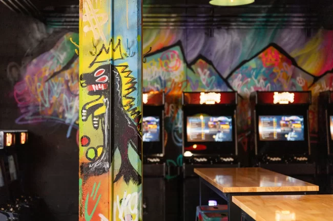 Gaming console at The Bunker, retro arcade in the Blue Mountain Village, Blue Mountain Resort, ON